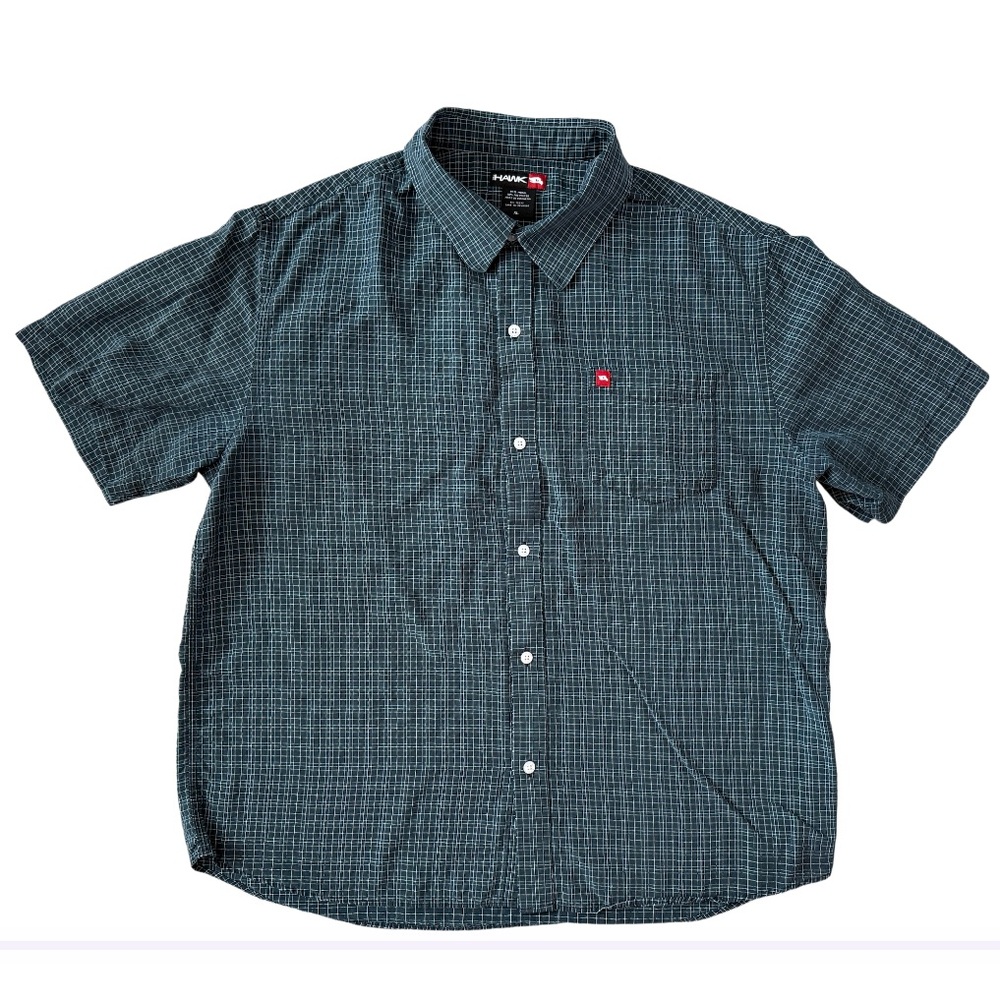 Tony Hawk Blue Button Down Plaid Short Sleeve Men’s Size XL